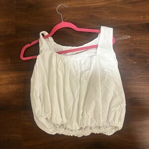 A New Day White Blouse with Pink Trim